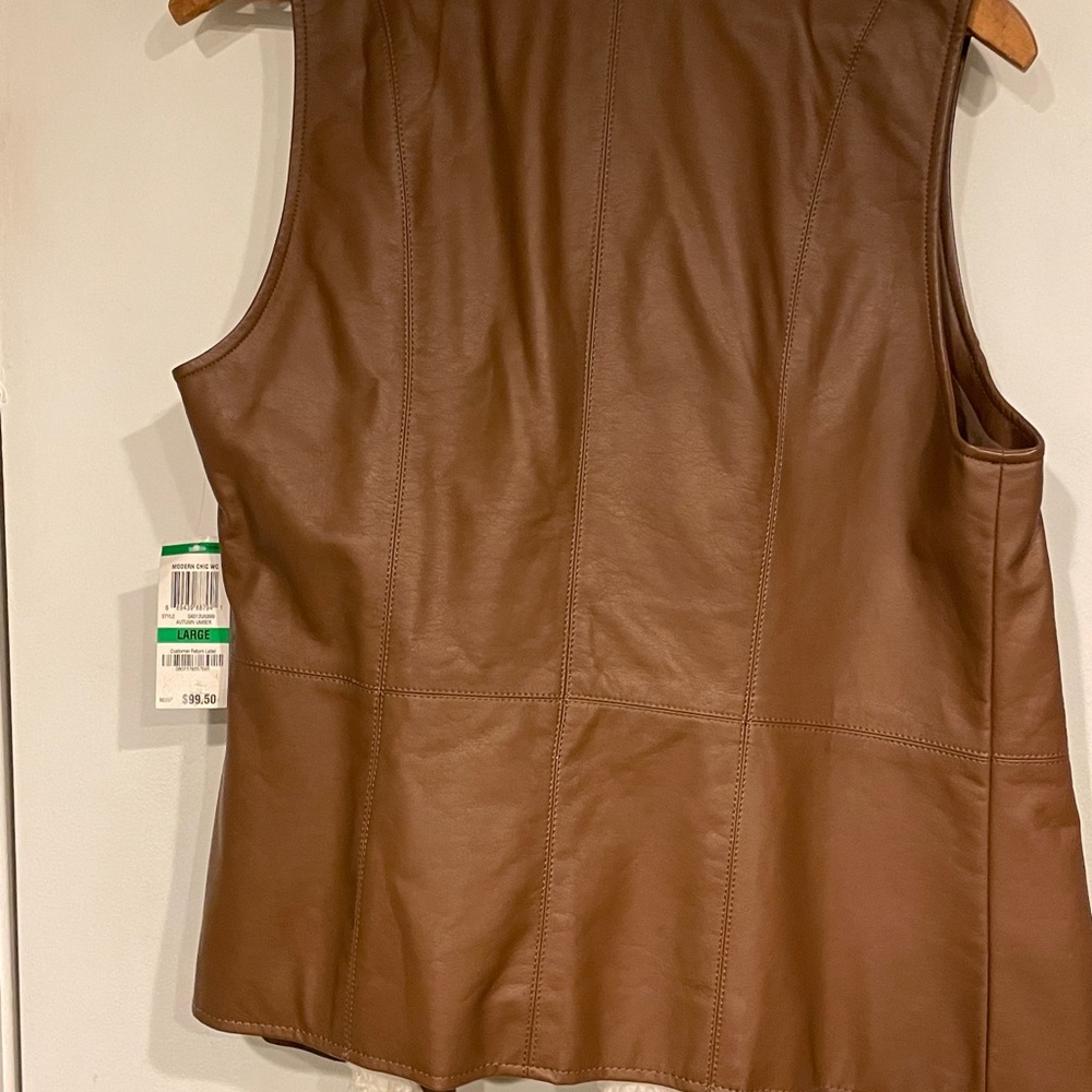 INC, leather vest with original tags! Leather with faux fur!